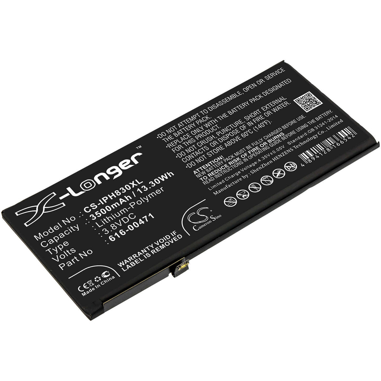 3.8V, Li-Polymer, 3500mAh, SmartPhone battery fits Apple, 616-00468, A1984, A2105, 13.3Wh Mobile, SmartPhone Cameron Sino Technology Limited (Smartphone)