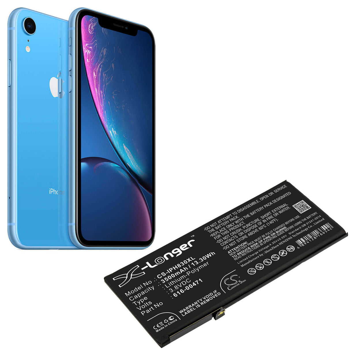3.8V, Li-Polymer, 3500mAh, SmartPhone battery fits Apple, 616-00468, A1984, A2105, 13.3Wh Mobile, SmartPhone Cameron Sino Technology Limited (Smartphone)