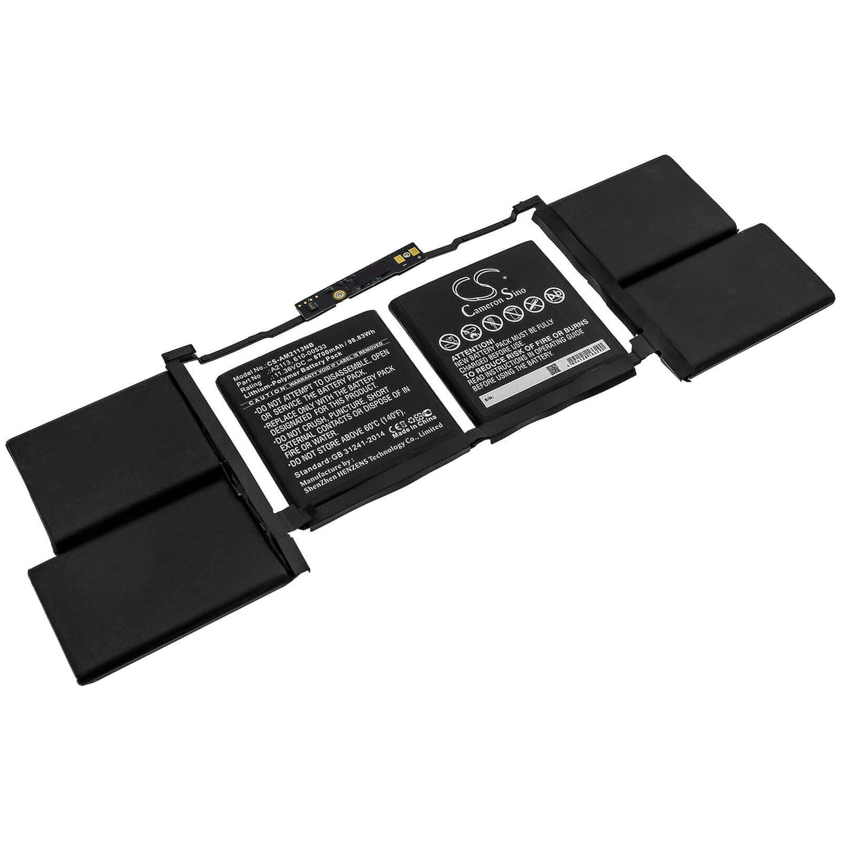 Notebook Battery For Apple, A2141, Macbook Pro 16 2019, Macbook Pro 16 2019 I9 5500m 11.36v, 8700mah - 98.83wh Notebook, Laptop Cameron Sino Technology Limited