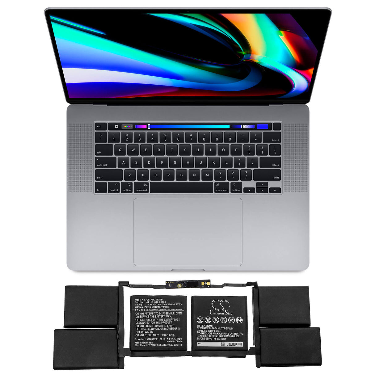 Notebook Battery For Apple, A2141, Macbook Pro 16 2019, Macbook Pro 16 2019 I9 5500m 11.36v, 8700mah - 98.83wh Notebook, Laptop Cameron Sino Technology Limited