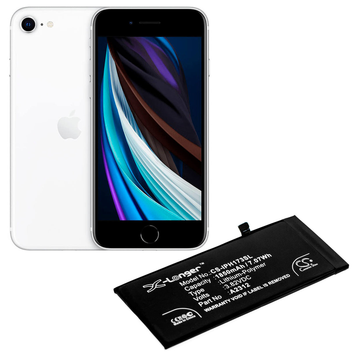 3.82V, Li-Polymer, 1850mAh, SmartPhone battery fits Apple, A2312, A2312, Iphone Se 2, 7.07Wh Mobile, SmartPhone Cameron Sino Technology Limited (Smartphone)