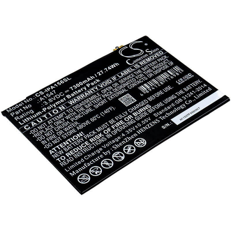 Tablet battery For Apple Ipad Air 2, Ipad Air 2 Wifi, Ipad 6 3.8v, 7300mah - 27.74wh Tablet Cameron Sino Technology Limited