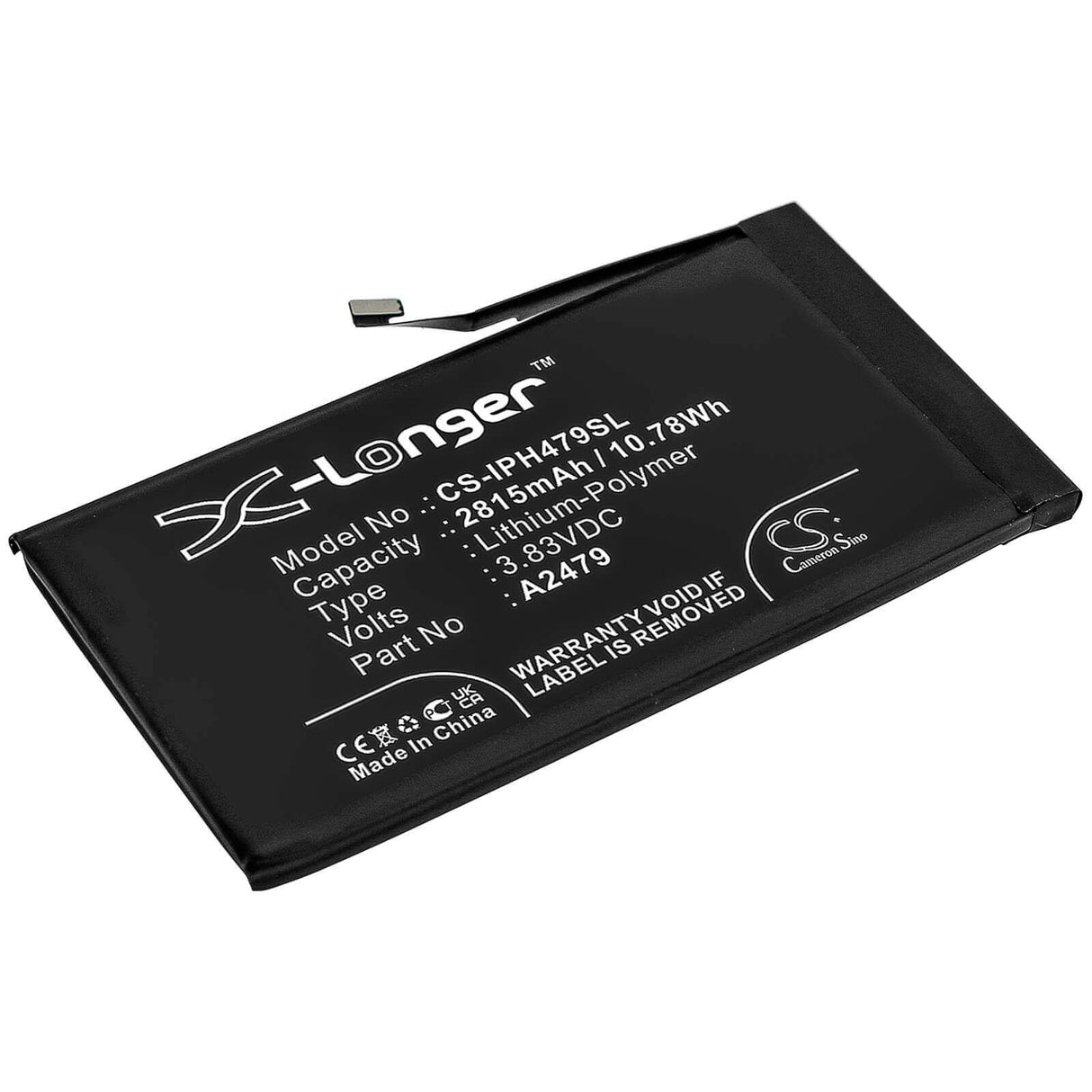 3.83V, Li-Polymer, 2815mAh, SmartPhone battery fits Apple, A2431, Iphone 12, Iphone 12 Max, 10.78Wh Mobile, SmartPhone Cameron Sino Technology Limited (Smartphone)