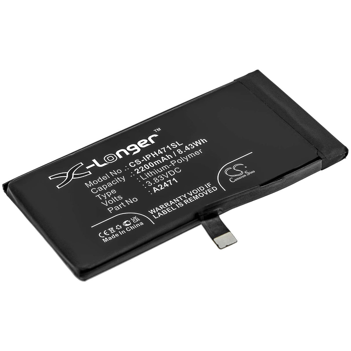 3.83V, Li-Polymer, 2200mAh, SmartPhone battery fits Apple, A2471, Iphone 12 Mini, 8.43Wh Mobile, SmartPhone Cameron Sino Technology Limited (Smartphone)