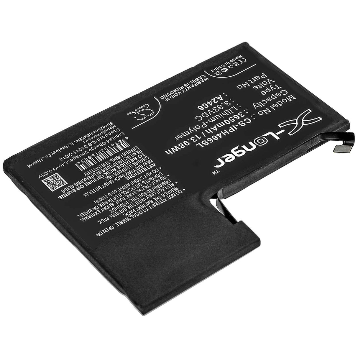 3.83V, Li-Polymer, 3650mAh, SmartPhone battery fits Apple, A2466, Iphone 12 Pro Max, 13.98Wh Mobile, SmartPhone Cameron Sino Technology Limited (Smartphone)