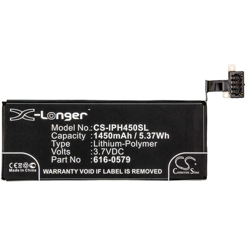 3.7V, Li-Polymer, 1450mAh, SmartPhone battery fits Apple, 616-0479, A1387, A1431, 5.37Wh Mobile, SmartPhone Cameron Sino Technology Limited (Smartphone)