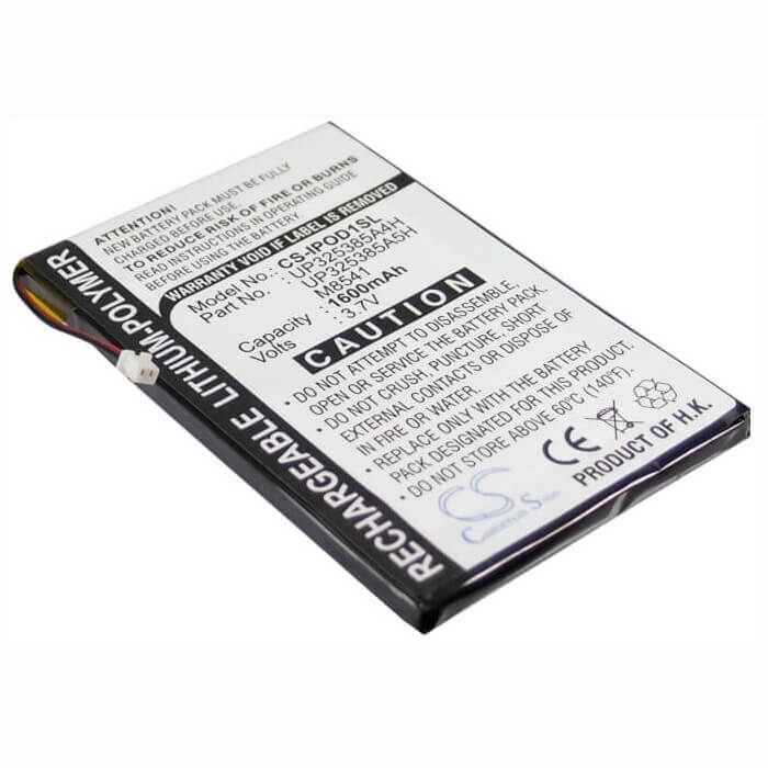3.7V, Li-Polymer, 1600mAh, Media Player battery fits Apple, P325385a4h, 2nd Generation, Ipod 1st, 5.92Wh Media Player Cameron Sino Technology Limited