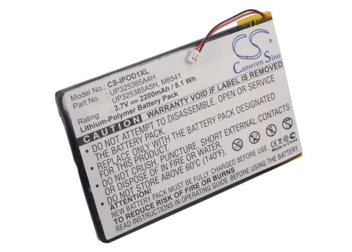 3.7V, Li-Polymer, 2200mAh, Media Player battery fits Apple, P325385a4h, 2nd Generation, Ipod 1st, 8.14Wh Media Player Cameron Sino Technology Limited