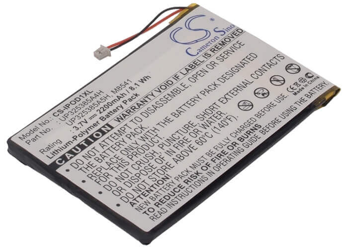 3.7V, Li-Polymer, 2200mAh, Media Player battery fits Apple, P325385a4h, 2nd Generation, Ipod 1st, 8.14Wh Media Player Cameron Sino Technology Limited