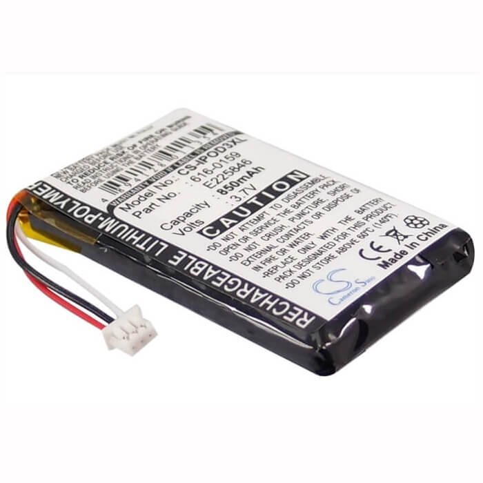 3.7V, Li-Polymer, 850mAh, Media Player battery fits Apple, 616-0159, Ipod 10gb M8976ll/a, Ipod 15gb M9460ll/a, 3.15Wh Media Player Cameron Sino Technology Limited
