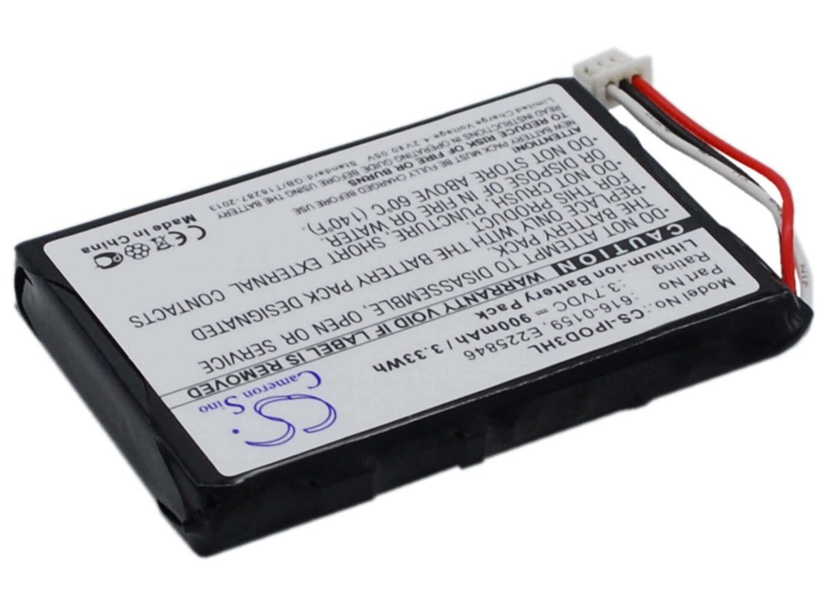 3.7V, Li-ion, 900mAh, Media Player battery fits Apple, 616-0159, Ipod 10gb M8976ll/a, Ipod 15gb M9460ll/a, 3.33Wh Media Player Cameron Sino Technology Limited