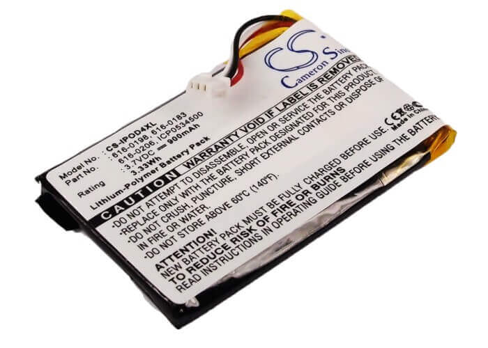 3.7V, Li-Polymer, 900mAh, Media Player battery fits Apple, 616-0183, Ipod 4th Generation, Ipod Photo, 3.33Wh Media Player Cameron Sino Technology Limited