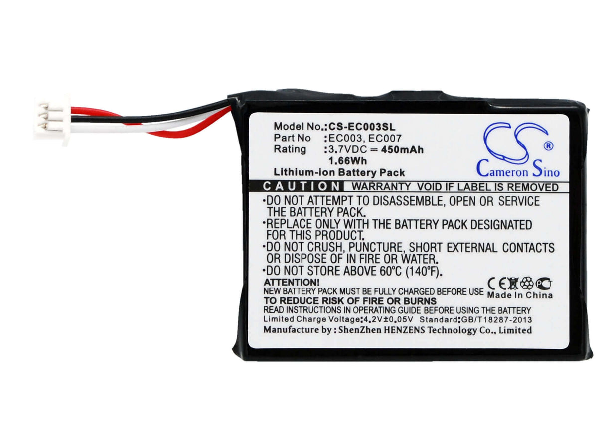 3.7V, Li-ion, 450mAh, Media Player battery fits Apple, Ec003, Ipod Mini 4gb, Ipod Mini 6gb, 1.67Wh Media Player Cameron Sino Technology Limited (Suspended)