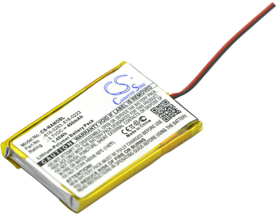 3.7V, Li-Polymer, 400mAh, Media Player battery fits Apple, 616-0223, Ipod Nano 2gb, Ipod Nano 4gb, 1.48Wh Media Player Cameron Sino Technology Limited