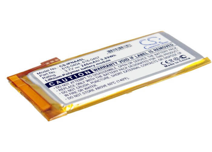 3.7V, Li-Polymer, 240mAh, Media Player battery fits Apple, 616-0405, Ipod Nano 4th 16gb, Ipod Nano 4th 4gb, 0.89Wh Media Player Cameron Sino Technology Limited