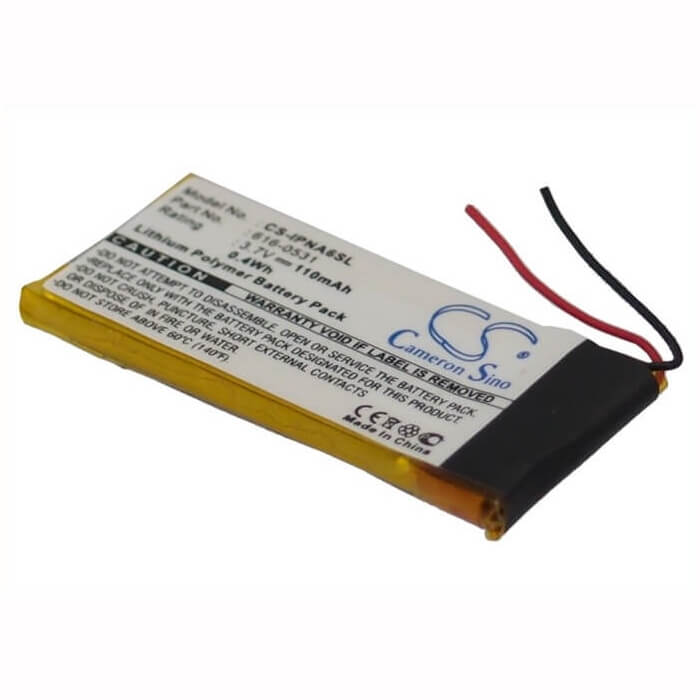 3.7V, Li-Polymer, 110mAh, Media Player battery fits Apple, 616-0531, Ipod Nano 6th, Ipod Nano 6th Generation, 0.41Wh Media Player Cameron Sino Technology Limited