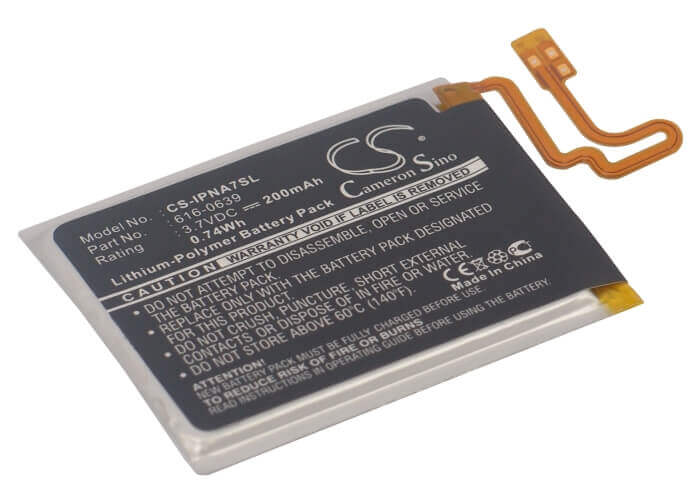 3.7V, Li-Polymer, 200mAh, Media Player battery fits Apple, 616-0639, A1446, Ipod Nano 7, 0.74Wh Media Player Cameron Sino Technology Limited