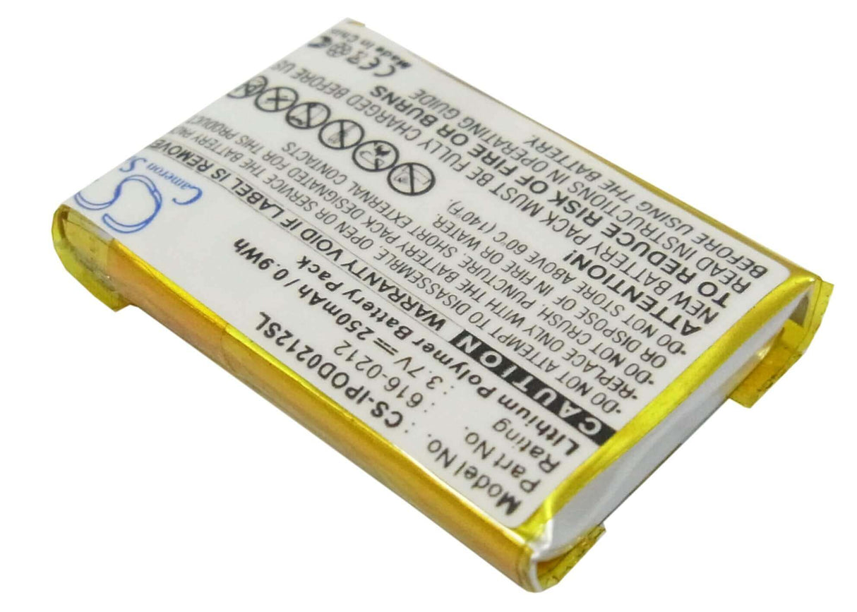 3.7V, Li-Polymer, 250mAh, Media Player battery fits Apple, 616-0212, Ipod Shuffle, Ipod Shuffle Mb226ll/a, 0.93Wh Media Player Cameron Sino Technology Limited