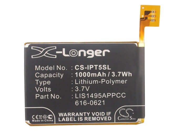 3.7V, Li-Polymer, 1000mAh, Media Player battery fits Apple, 616-0621, Ipod Touch 5, Ipod Touch 5th Generation, 3.7Wh Media Player Cameron Sino Technology Limited