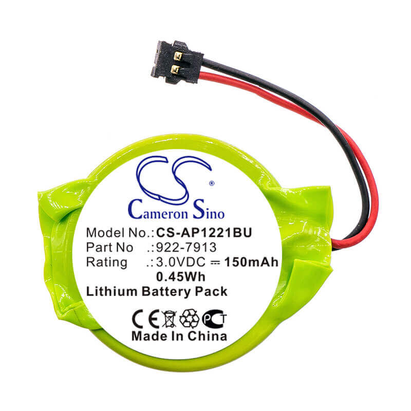 3.0V, Lithium, 150mAh, CMOS / BackUp battery fits Apple, 922-7913, A1211 2007, A1211 2010, 0.45Wh CMOS / BackUp Cameron Sino Technology Limited
