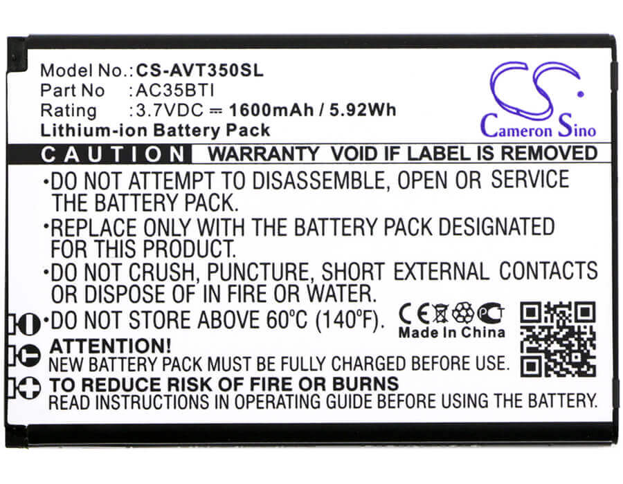 3.7V, Li-ion, 1600mAh, SmartPhone battery fits Archos, Ac35bti, 35b Titanium, 35b Titanium Dual Sim, 5.92Wh Mobile, SmartPhone Cameron Sino Technology Limited (Smartphone)