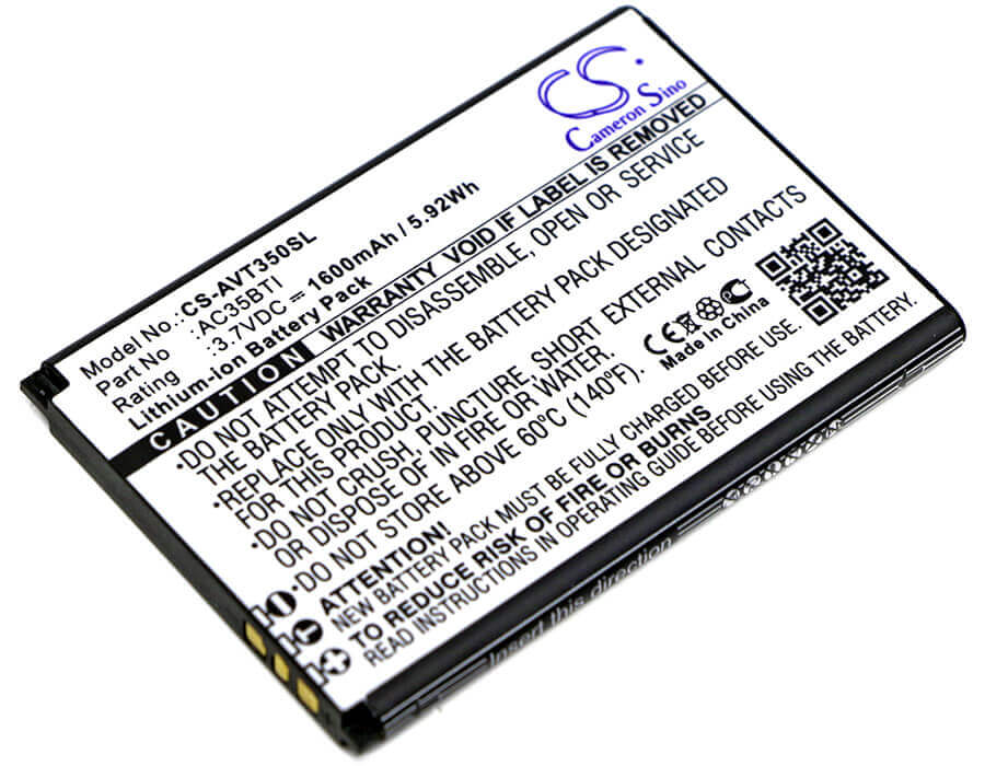 3.7V, Li-ion, 1600mAh, SmartPhone battery fits Archos, Ac35bti, 35b Titanium, 35b Titanium Dual Sim, 5.92Wh Mobile, SmartPhone Cameron Sino Technology Limited (Smartphone)