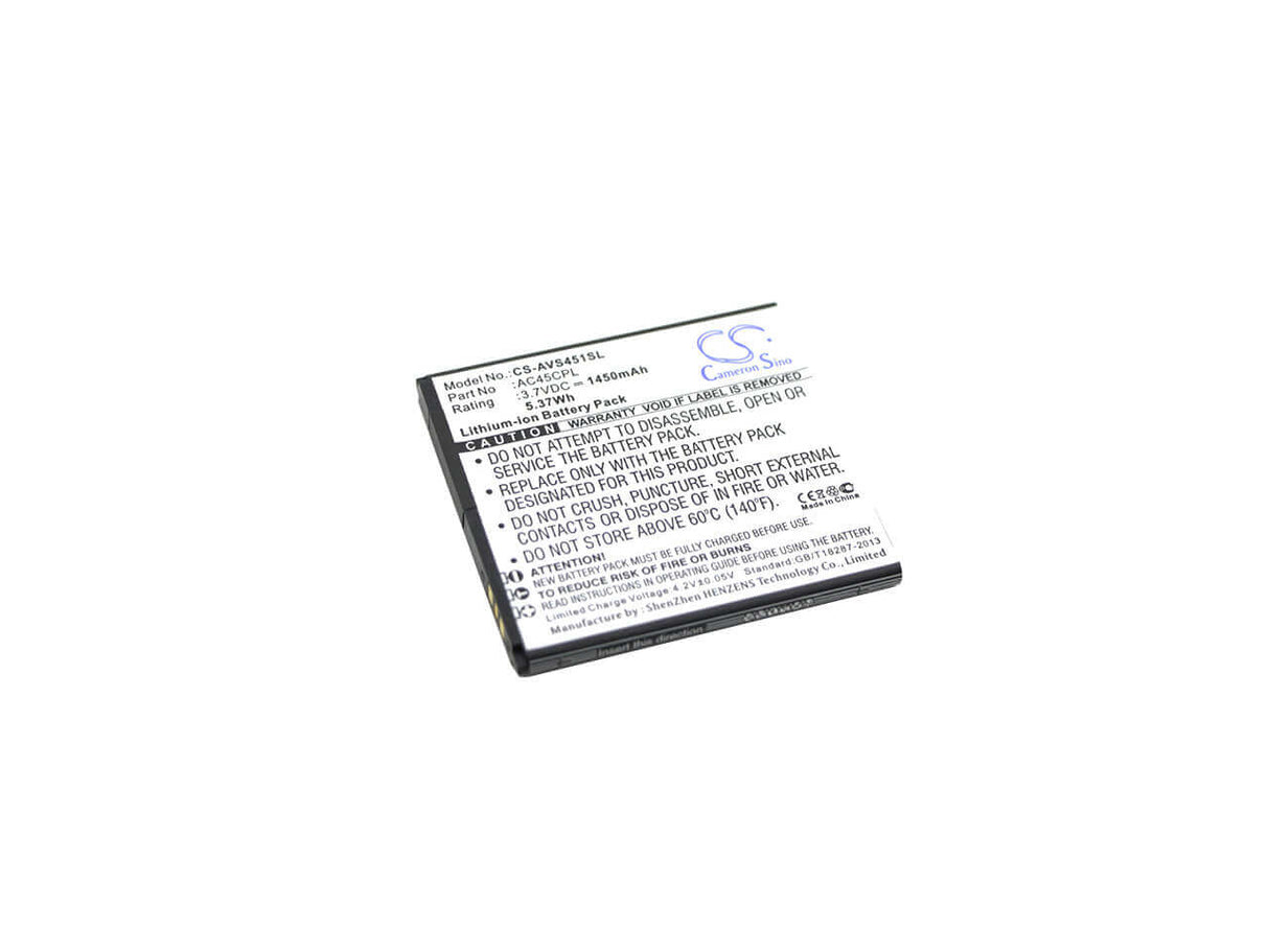 3.7V, Li-ion, 1450mAh, SmartPhone battery fits Highscreen, Archos, Ac45cpl, 45c Platinum, 45c Platinum 6, 5.37Wh Mobile, SmartPhone Cameron Sino Technology Limited (Smartphone)