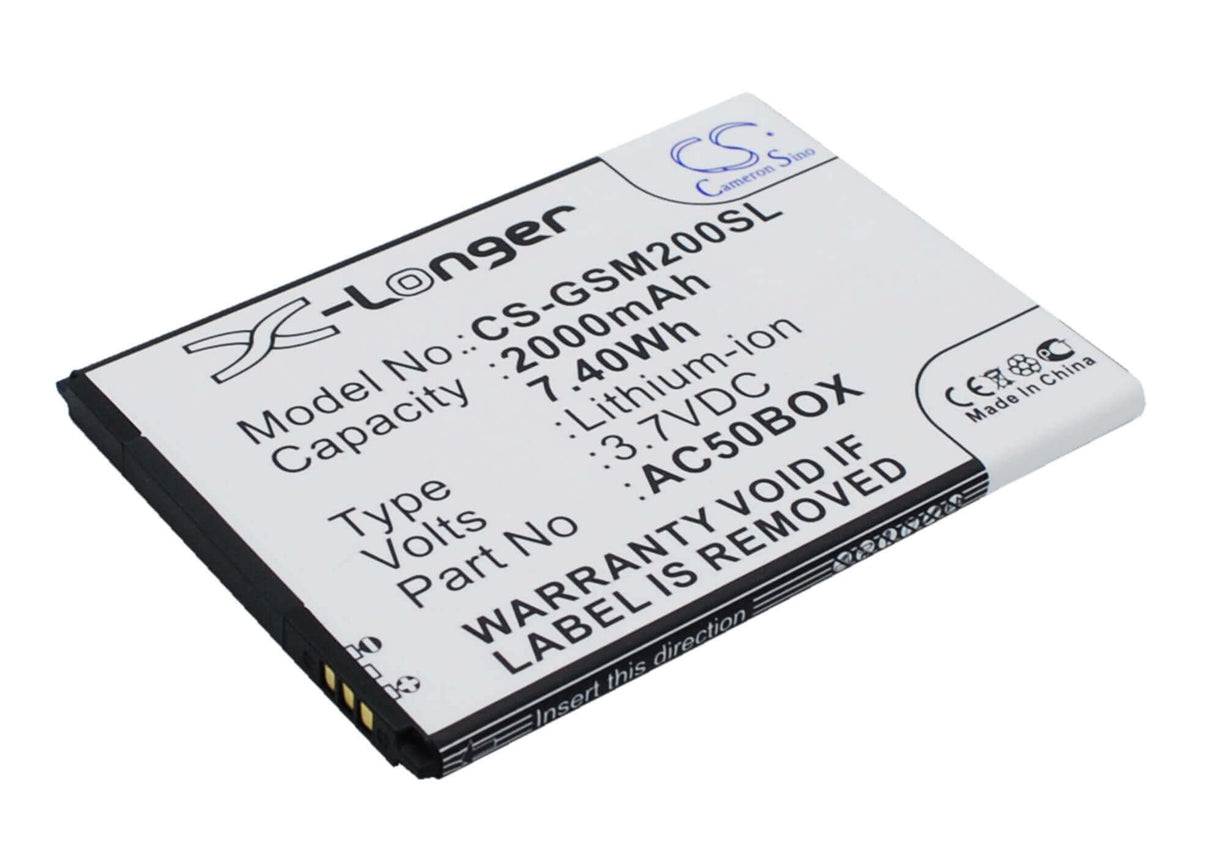 3.7V, Li-ion, 2000mAh, SmartPhone battery fits Arcmoile, Archos, Gsmart, Ac500bne, 50 Neon, 50 Neon 4g, 7.4Wh Mobile, SmartPhone Cameron Sino Technology Limited (Smartphone)
