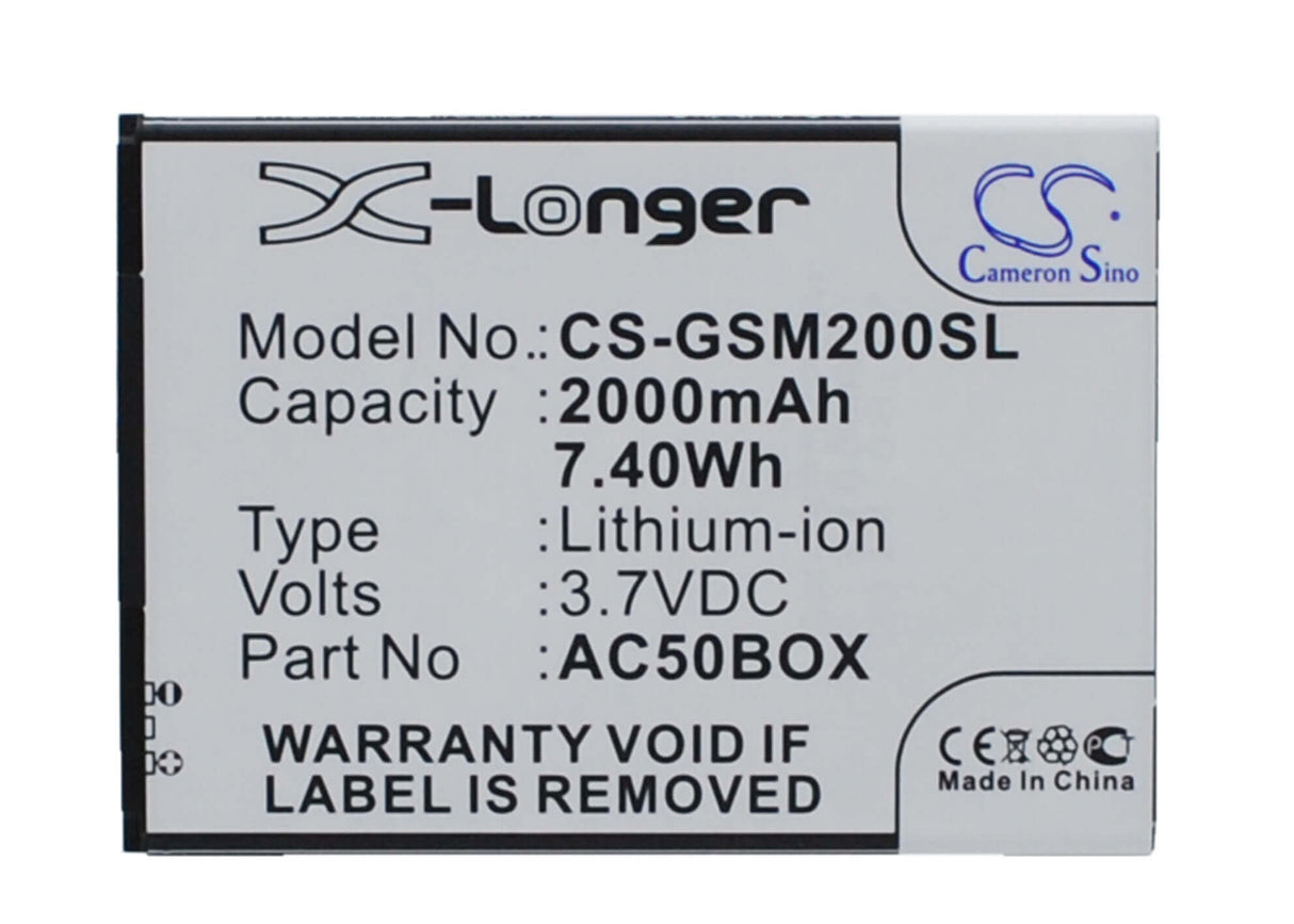 3.7V, Li-ion, 2000mAh, SmartPhone battery fits Arcmoile, Archos, Gsmart, Ac500bne, 50 Neon, 50 Neon 4g, 7.4Wh Mobile, SmartPhone Cameron Sino Technology Limited (Smartphone)