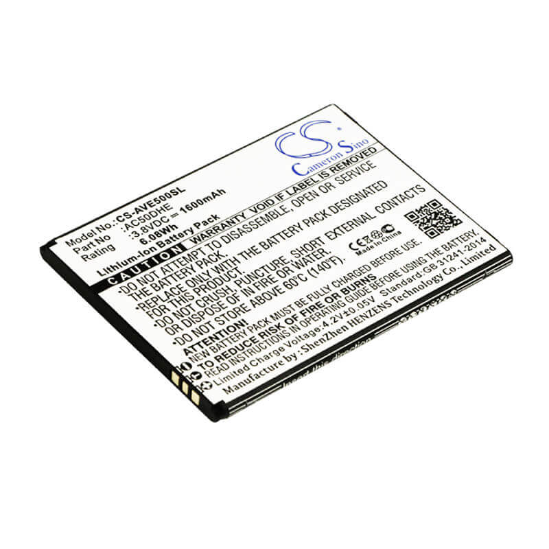 3.8V, Li-ion, 1600mAh, SmartPhone battery fits Archos, Ac50dhe, 50d Helium, 50d Helium 4g, 6.08Wh Mobile, SmartPhone Cameron Sino Technology Limited (Smartphone)