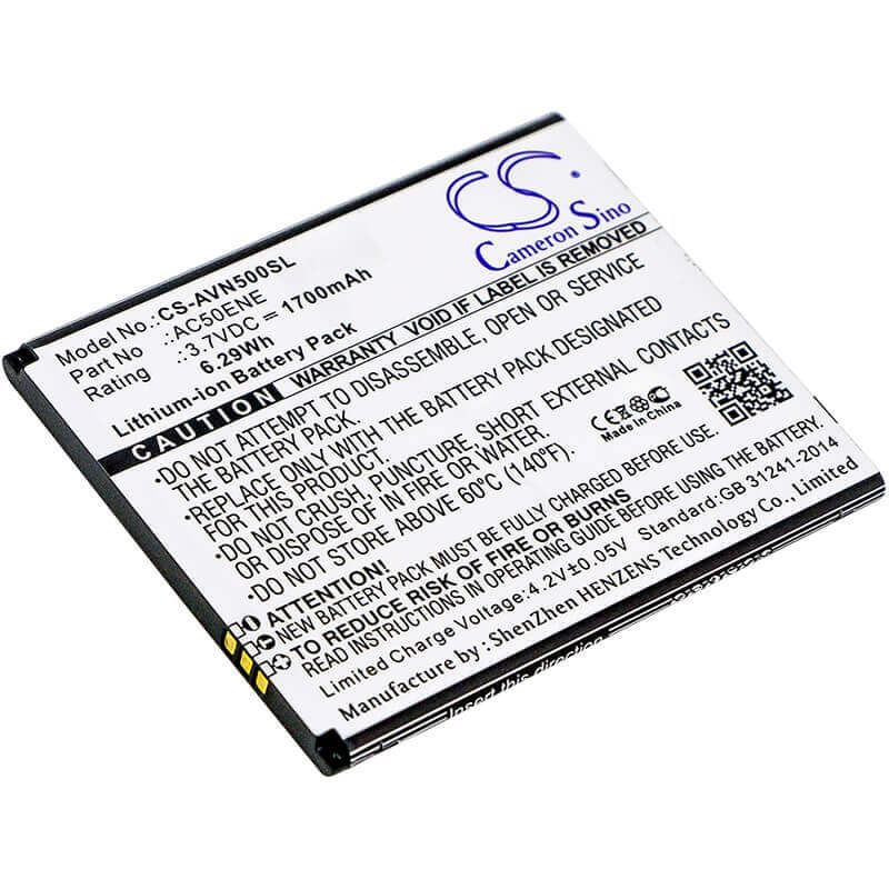 3,7V, Li-ion, 1700mAh, batterie de smartphone compatible avec Archos, Ac50ene, 50e Neon, 6,29Wh Mobile, Smartphone Cameron Sino Technology Limited (Smartphone)