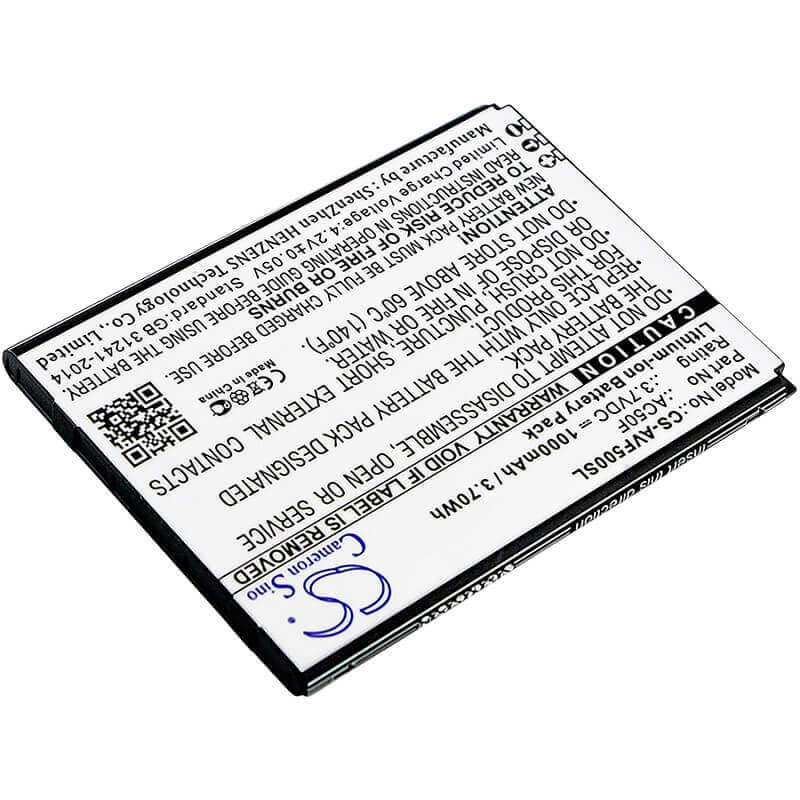 3,7V, Li-ion, 1000mAh, Batterie de smartphone compatible avec Archos, Ac50f, 50f Neon, 3,7Wh Mobile, Smartphone Cameron Sino Technology Limited (Smartphone)