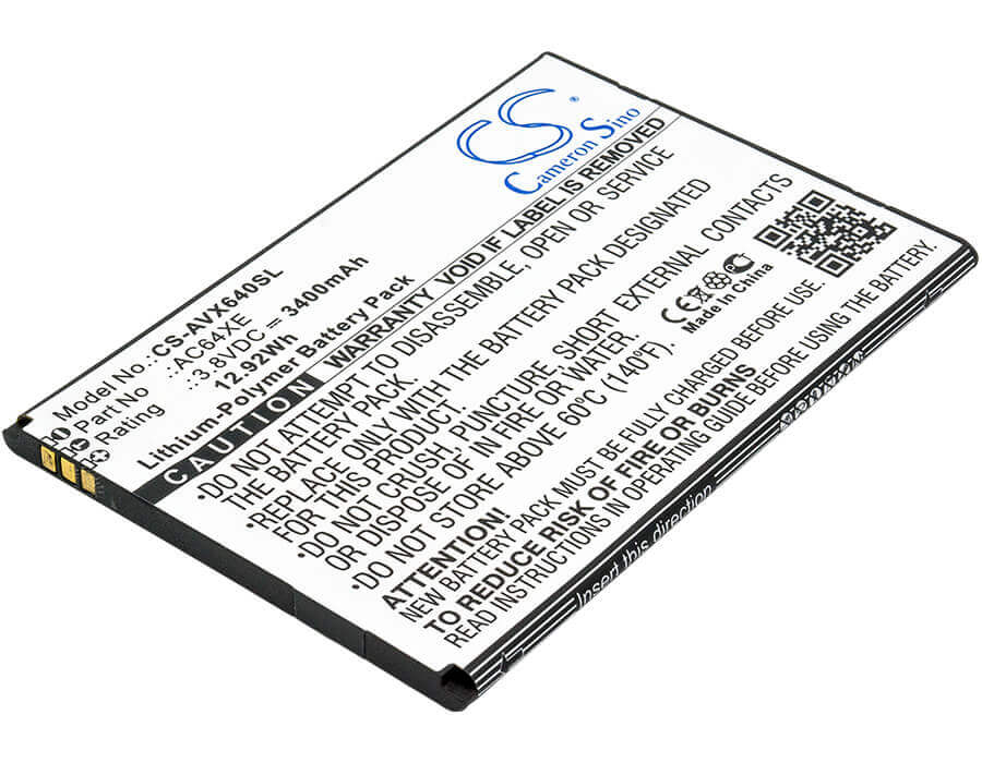 3.8V, Li-Polymer, 3400mAh, SmartPhone battery fits Archos, Ac64xe, 64 Xenon, 12.92Wh Mobile, SmartPhone Cameron Sino Technology Limited (Smartphone)