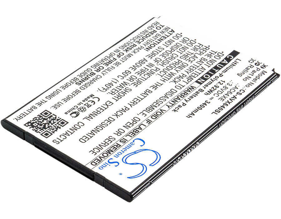 3.8V, Li-Polymer, 3400mAh, SmartPhone battery fits Archos, Ac64xe, 64 Xenon, 12.92Wh Mobile, SmartPhone Cameron Sino Technology Limited (Smartphone)