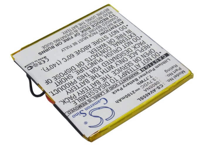 3.7V, Li-Polymer, 2100mAh, Media Player battery fits Archos, 0805na, Av405, Av405 Protable Media Player 2g, 7.77Wh Media Player Cameron Sino Technology Limited (Suspended)
