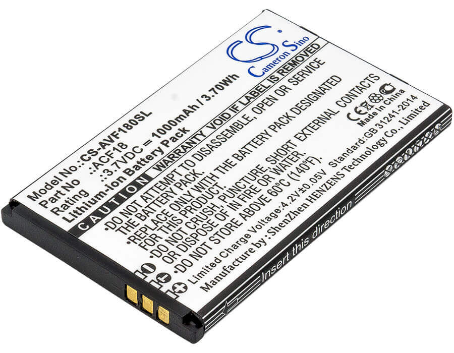 3.7V, Li-ion, 1000mAh, SmartPhone battery fits Archos, Acf18, F18, 3.7Wh Mobile, SmartPhone Cameron Sino Technology Limited (Smartphone)