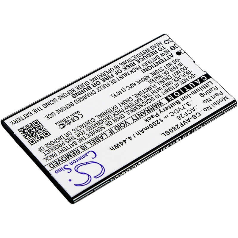 3.7V, Li-ion, 1200mAh, SmartPhone battery fits Archos, Acf28, F28, 4.44Wh Mobile, SmartPhone Cameron Sino Technology Limited (Suspended)