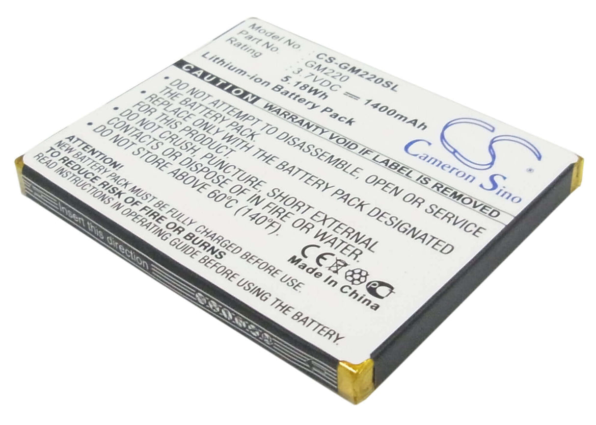 3.7V, Li-ion, 1400mAh, Media Player battery fits Archos, Gmini 220, 5.18Wh Media Player Cameron Sino Technology Limited