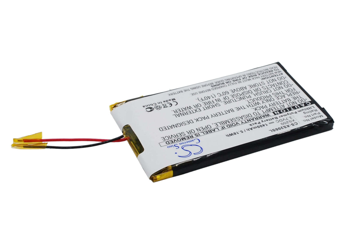 3.7V, Li-ion, 1400mAh, Media Player battery fits Archos, Gmini Xs18s, Gmini Xs200, 5.18Wh Media Player Cameron Sino Technology Limited