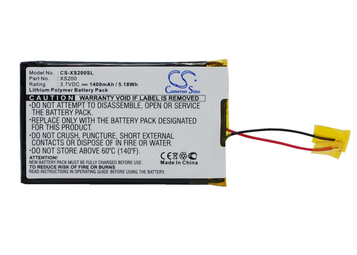 3.7V, Li-ion, 1400mAh, Media Player battery fits Archos, Gmini Xs18s, Gmini Xs200, 5.18Wh Media Player Cameron Sino Technology Limited