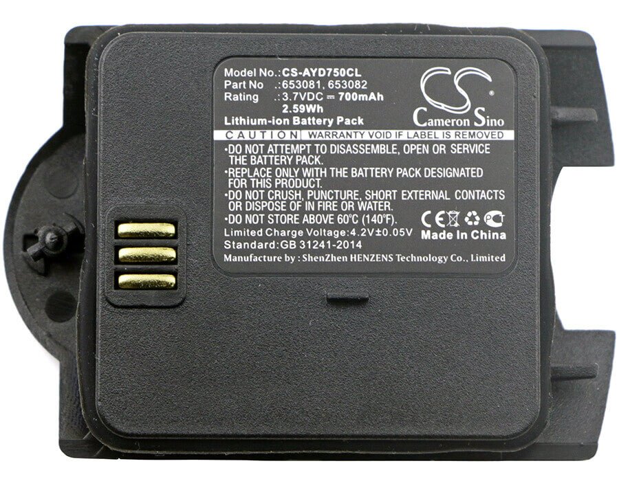3.7V, Li-ion, 700mAh, Cordless Phone battery fits Ericsson, Ascom, 653081, 9d24-faada, 9d24-fbada, 2.59Wh Cordless Phone Cameron Sino Technology Limited (Cordless Phone)