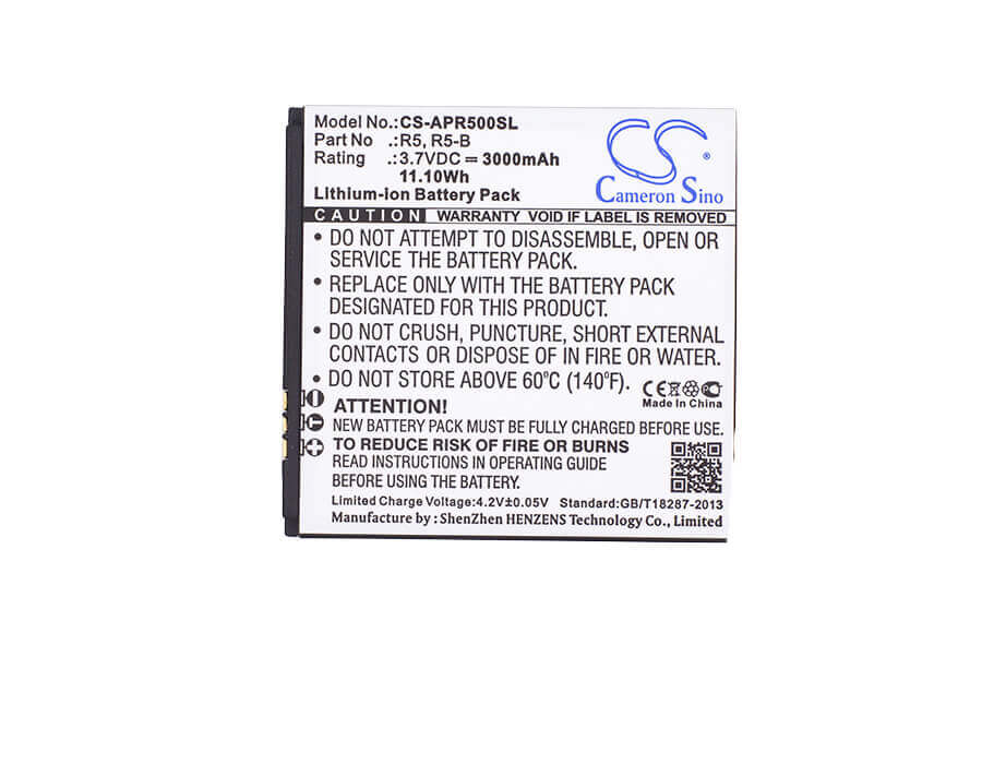 3.7V, Li-ion, 3000mAh, SmartPhone battery fits Aspera, R5, R5, 11.1Wh Mobile, SmartPhone Cameron Sino Technology Limited (Smartphone)