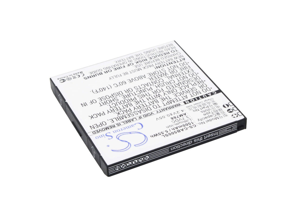 3.7V, Li-ion, 1500mAh, SmartPhone battery fits Aston Martin, Am788, Am788, 5.55Wh Mobile, SmartPhone Cameron Sino Technology Limited (Suspended)