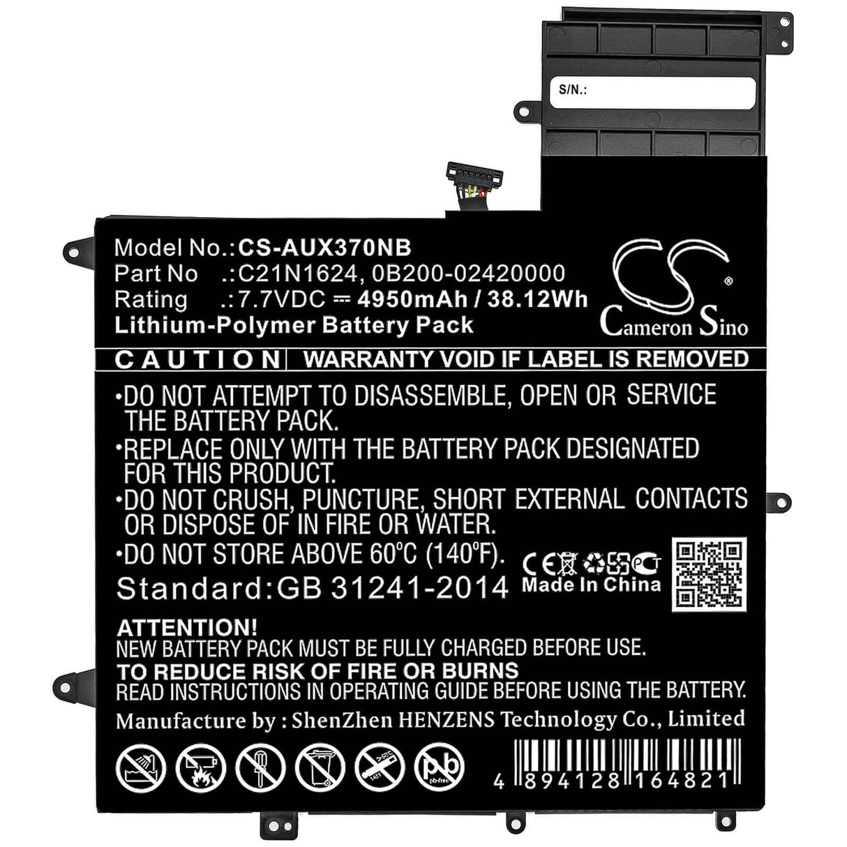 Battery For Asus, 0b200-02420000p-b2b2a-711-005r, Q325u, Q325ua 7.7v, 4950mah - 38.12wh Notebook, Laptop Cameron Sino Technology Limited