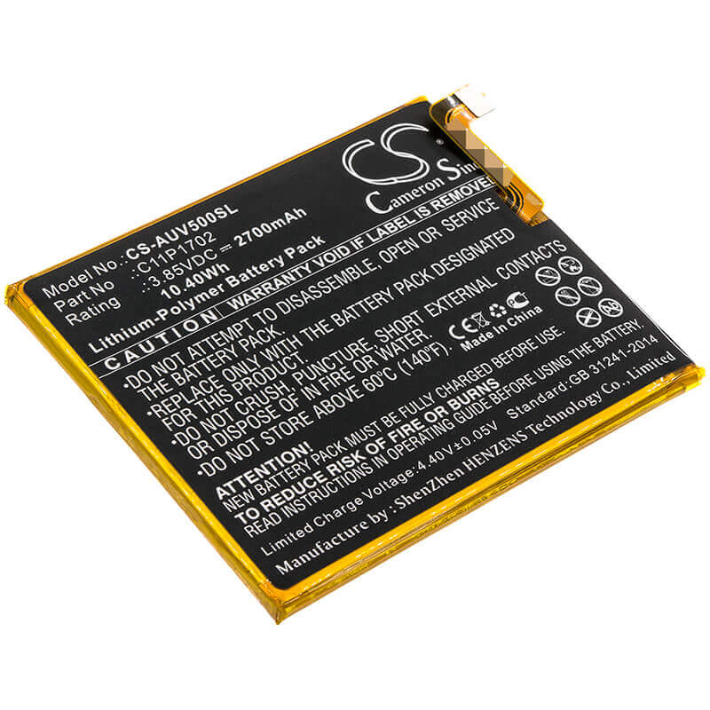 3.85V, Li-Polymer, 2700mAh, SmartPhone battery fits Asus, C11p1702, A009, V500kl, 10.4Wh Mobile, SmartPhone Cameron Sino Technology Limited (Smartphone)