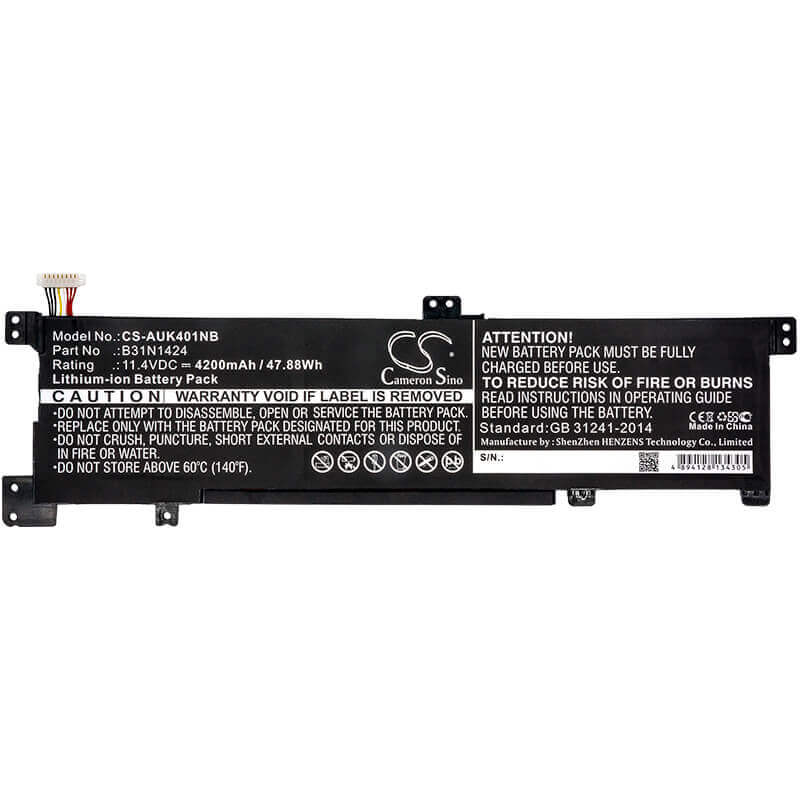 Battery For Asus, A400u, A401l, K401, K401lb, K401lb5010, K401 11.4v, 4200mah - 47.88wh Notebook, Laptop Cameron Sino Technology Limited