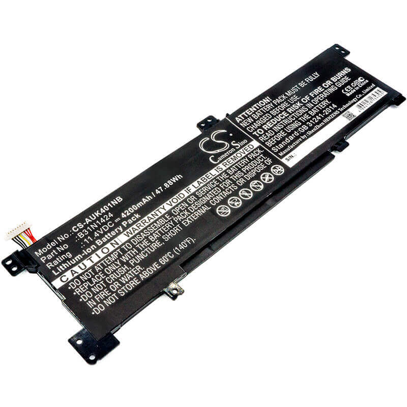Battery For Asus, A400u, A401l, K401, K401lb, K401lb5010, K401 11.4v, 4200mah - 47.88wh Notebook, Laptop Cameron Sino Technology Limited