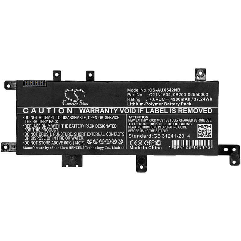 Battery For Asus, A580b, A580uba7100 7.6v, 4900mah - 37.24wh Notebook, Laptop Cameron Sino Technology Limited