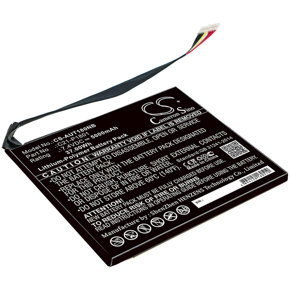 Battery For Asus, Ap180c, P18y23, Transformer Aio P1801 7.4v, 5000mah - 37.00wh Notebook, Laptop Cameron Sino Technology Limited
