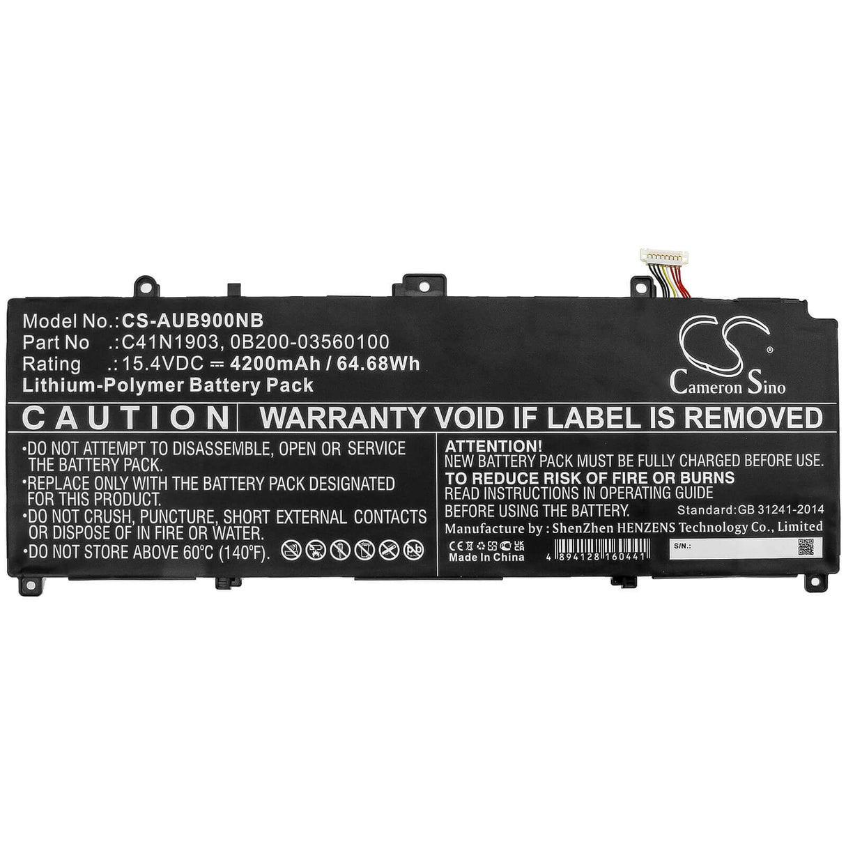 Battery For Asus, B9450fa-bm0160r, B9450fa-bm0161r, B9450fa-bm0162r 15.4v, 4200mah - 64.68wh Notebook, Laptop Cameron Sino Technology Limited